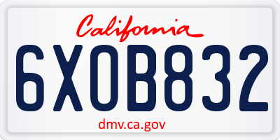 CA license plate 6XOB832