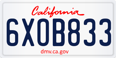 CA license plate 6XOB833