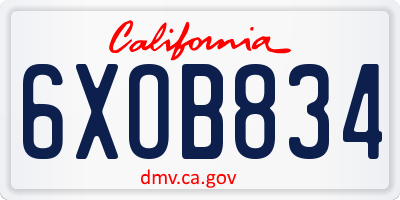 CA license plate 6XOB834