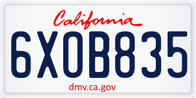 CA license plate 6XOB835