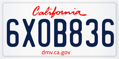 CA license plate 6XOB836