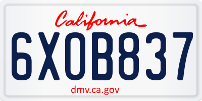 CA license plate 6XOB837