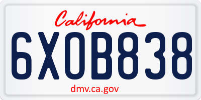 CA license plate 6XOB838