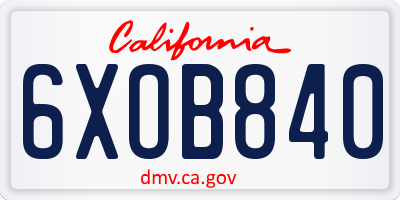 CA license plate 6XOB840