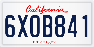 CA license plate 6XOB841