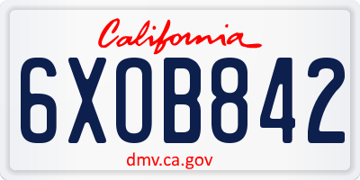 CA license plate 6XOB842