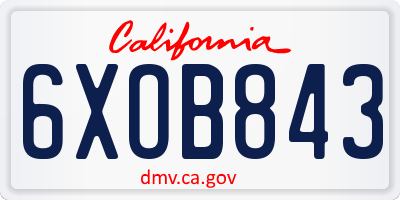 CA license plate 6XOB843