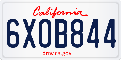 CA license plate 6XOB844