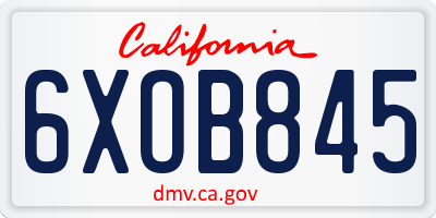 CA license plate 6XOB845