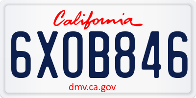 CA license plate 6XOB846