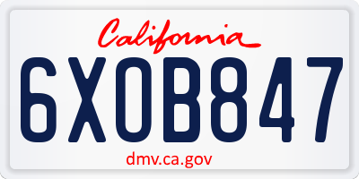 CA license plate 6XOB847