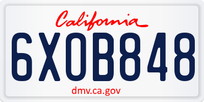 CA license plate 6XOB848