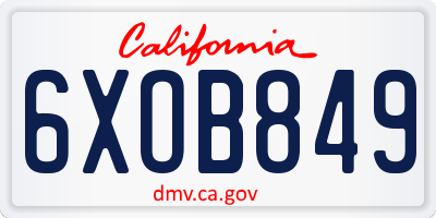 CA license plate 6XOB849