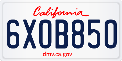CA license plate 6XOB850