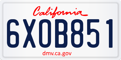 CA license plate 6XOB851