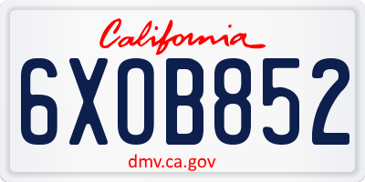 CA license plate 6XOB852