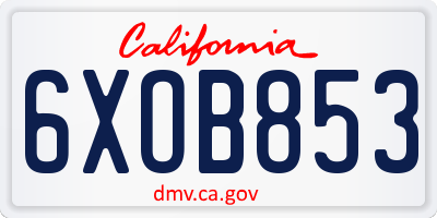 CA license plate 6XOB853