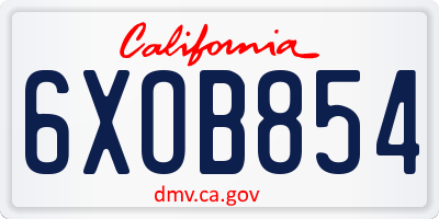 CA license plate 6XOB854