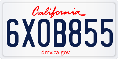 CA license plate 6XOB855