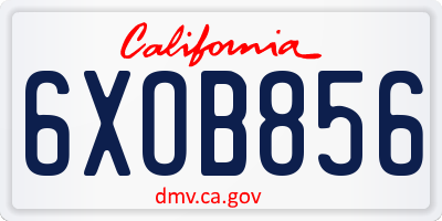 CA license plate 6XOB856