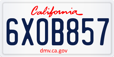 CA license plate 6XOB857
