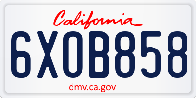 CA license plate 6XOB858