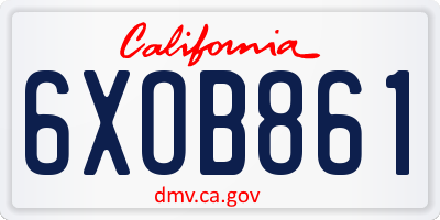 CA license plate 6XOB861