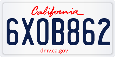 CA license plate 6XOB862