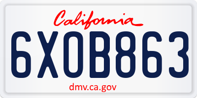 CA license plate 6XOB863