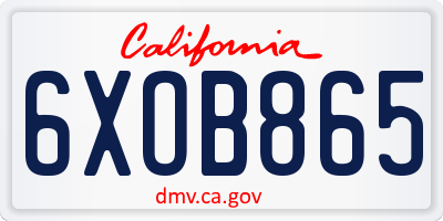 CA license plate 6XOB865
