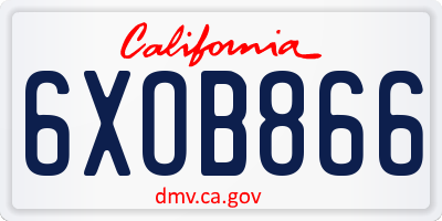 CA license plate 6XOB866