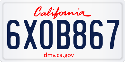 CA license plate 6XOB867