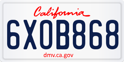 CA license plate 6XOB868