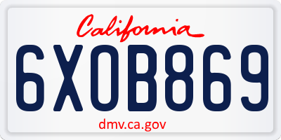 CA license plate 6XOB869