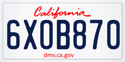CA license plate 6XOB870