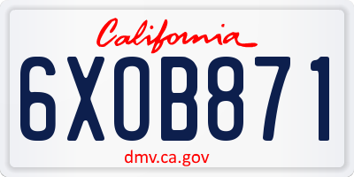 CA license plate 6XOB871