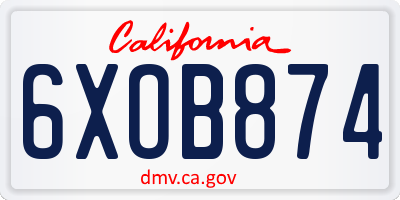 CA license plate 6XOB874