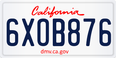 CA license plate 6XOB876