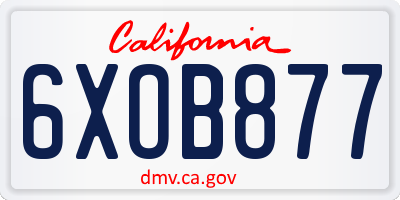 CA license plate 6XOB877