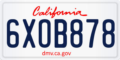 CA license plate 6XOB878