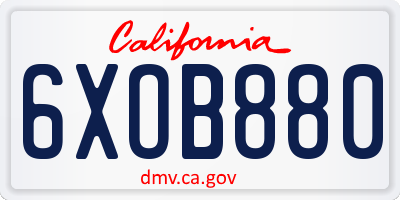 CA license plate 6XOB880