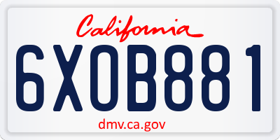 CA license plate 6XOB881