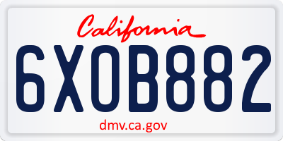 CA license plate 6XOB882