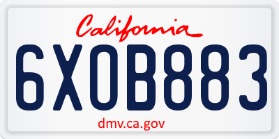 CA license plate 6XOB883