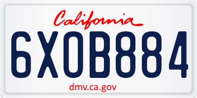 CA license plate 6XOB884
