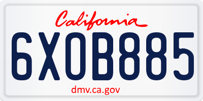 CA license plate 6XOB885