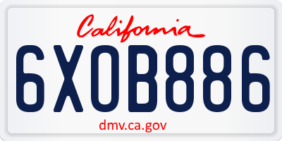 CA license plate 6XOB886