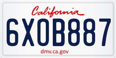 CA license plate 6XOB887