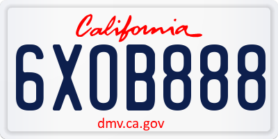 CA license plate 6XOB888