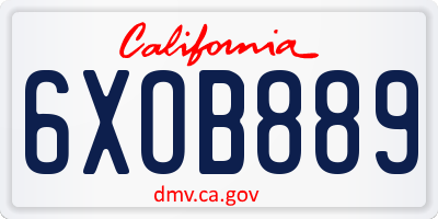 CA license plate 6XOB889